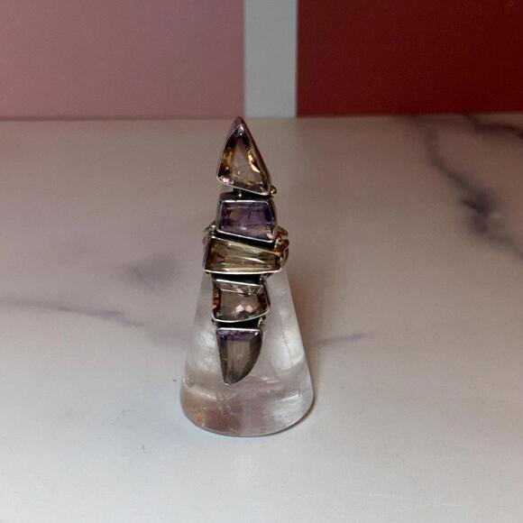 Ametrine Sterling Silver Ring: Multi-Stone Design - Picture 2 of 9